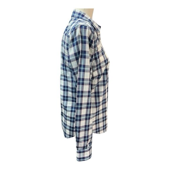 UNTUCKIT Womens Sorbo Button Up Blouse~Size 4~Blue Plaid Long Sleeve NWT L11 21 - Picture 4 of 12